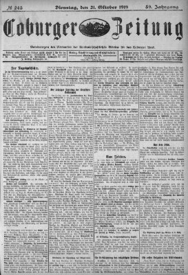 Coburger Zeitung Dienstag 21. Oktober 1919