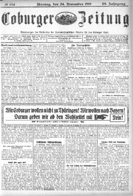 Coburger Zeitung Montag 24. November 1919