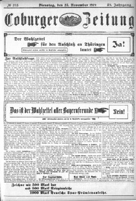 Coburger Zeitung Dienstag 25. November 1919