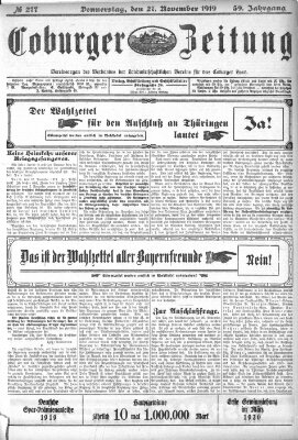 Coburger Zeitung Donnerstag 27. November 1919