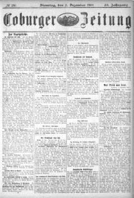 Coburger Zeitung Dienstag 2. Dezember 1919