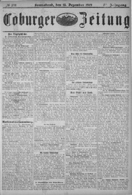 Coburger Zeitung Samstag 13. Dezember 1919