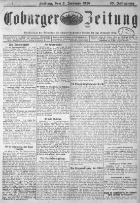 Coburger Zeitung Freitag 2. Januar 1920