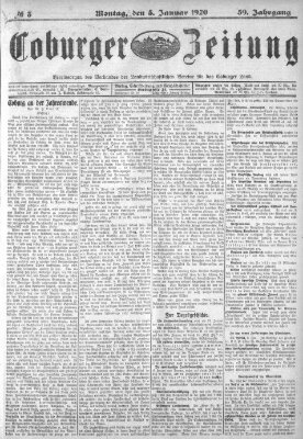 Coburger Zeitung Montag 5. Januar 1920