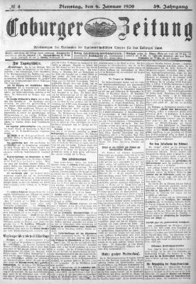 Coburger Zeitung Dienstag 6. Januar 1920