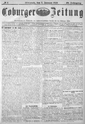 Coburger Zeitung Mittwoch 7. Januar 1920