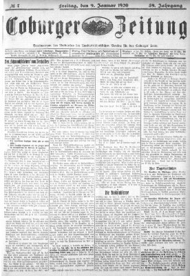 Coburger Zeitung Freitag 9. Januar 1920