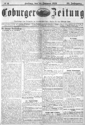 Coburger Zeitung Freitag 16. Januar 1920