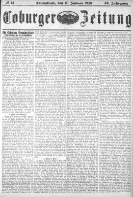 Coburger Zeitung Samstag 17. Januar 1920