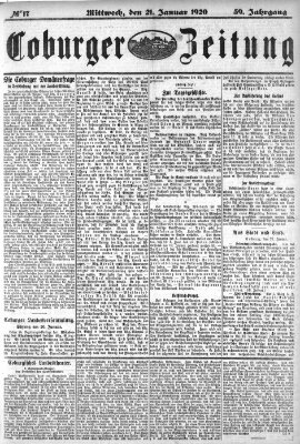 Coburger Zeitung Mittwoch 21. Januar 1920