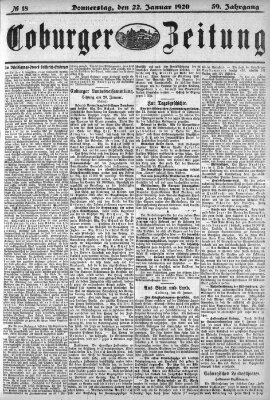 Coburger Zeitung Donnerstag 22. Januar 1920