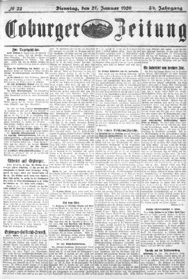 Coburger Zeitung Dienstag 27. Januar 1920