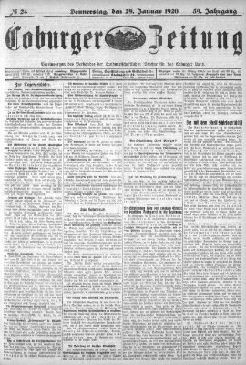 Coburger Zeitung Donnerstag 29. Januar 1920