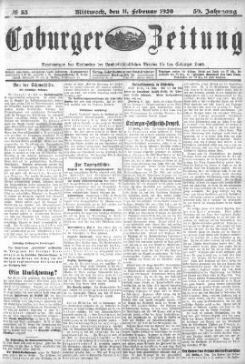 Coburger Zeitung Mittwoch 11. Februar 1920