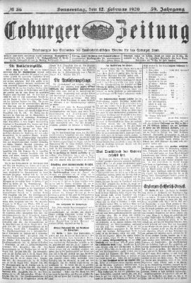 Coburger Zeitung Donnerstag 12. Februar 1920