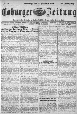 Coburger Zeitung Dienstag 17. Februar 1920