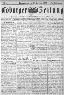 Coburger Zeitung Donnerstag 19. Februar 1920