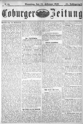 Coburger Zeitung Dienstag 24. Februar 1920