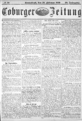 Coburger Zeitung Samstag 28. Februar 1920