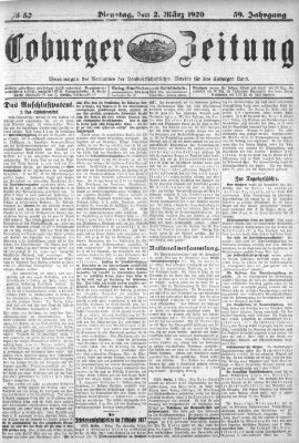 Coburger Zeitung Dienstag 2. März 1920