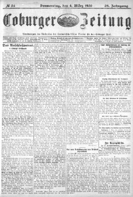 Coburger Zeitung Donnerstag 4. März 1920