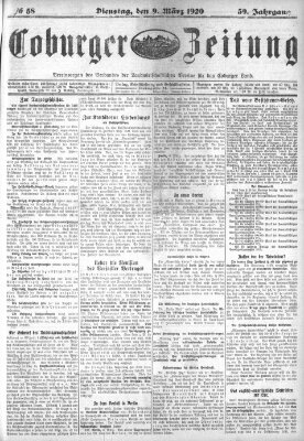 Coburger Zeitung Dienstag 9. März 1920