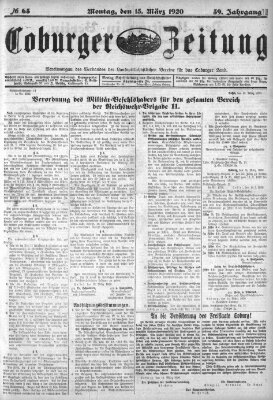 Coburger Zeitung Montag 15. März 1920