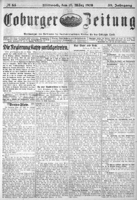 Coburger Zeitung Mittwoch 17. März 1920