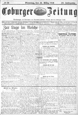 Coburger Zeitung Dienstag 23. März 1920