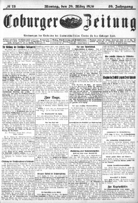 Coburger Zeitung Montag 29. März 1920