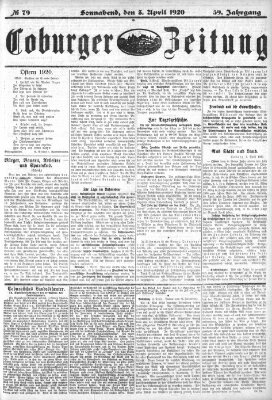 Coburger Zeitung Samstag 3. April 1920