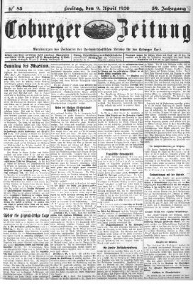 Coburger Zeitung Freitag 9. April 1920