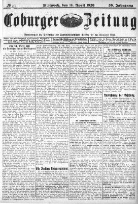 Coburger Zeitung Mittwoch 14. April 1920