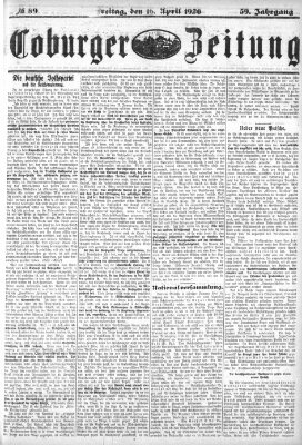 Coburger Zeitung Freitag 16. April 1920