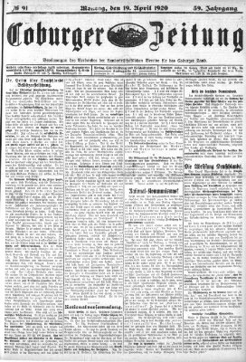 Coburger Zeitung Montag 19. April 1920