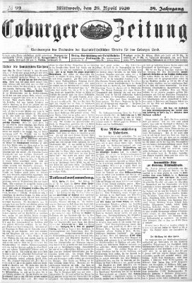 Coburger Zeitung Mittwoch 28. April 1920