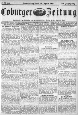 Coburger Zeitung Donnerstag 29. April 1920