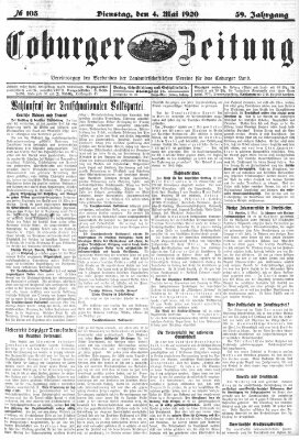 Coburger Zeitung Dienstag 4. Mai 1920