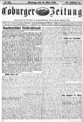 Coburger Zeitung Montag 10. Mai 1920