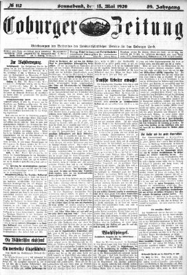 Coburger Zeitung Samstag 15. Mai 1920