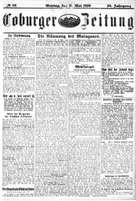 Coburger Zeitung Montag 17. Mai 1920