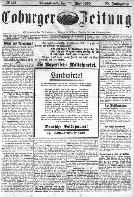 Coburger Zeitung Samstag 29. Mai 1920