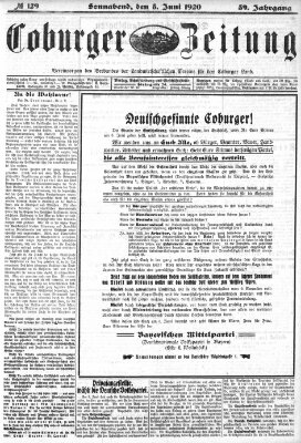 Coburger Zeitung Samstag 5. Juni 1920