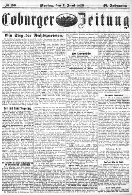 Coburger Zeitung Montag 7. Juni 1920