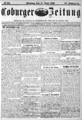 Coburger Zeitung Montag 14. Juni 1920