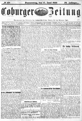 Coburger Zeitung Donnerstag 17. Juni 1920