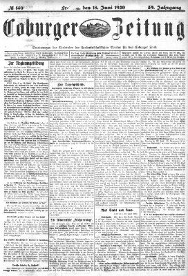 Coburger Zeitung Freitag 18. Juni 1920