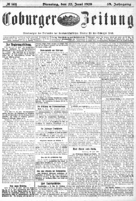 Coburger Zeitung Dienstag 22. Juni 1920