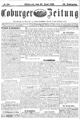 Coburger Zeitung Mittwoch 30. Juni 1920