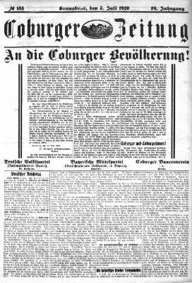Coburger Zeitung Samstag 3. Juli 1920